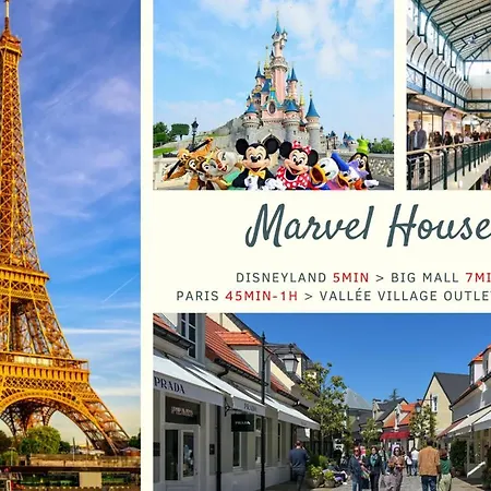Marvel House - Disneyland 5min, Private Parking, Terrace בית נופש מאני-לה-הונגרה